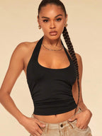 Top Halter Frente Única com Costas Abertas