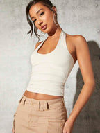 Top Halter Frente Única com Costas Abertas
