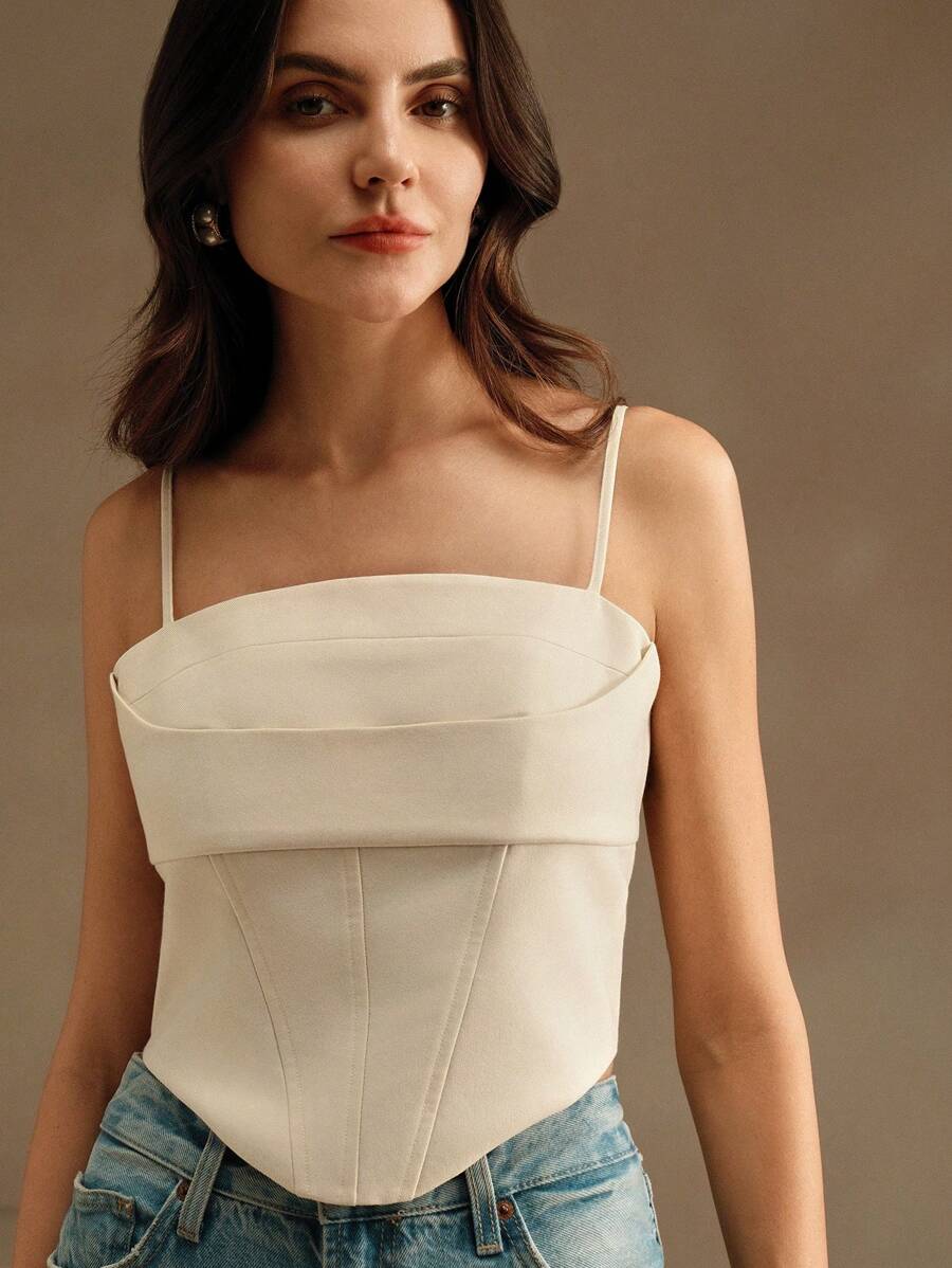 Regata Feminina Elegante Assimétrica com Alças Finas