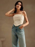 Regata Feminina Elegante Assimétrica com Alças Finas