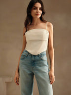 Regata Feminina Elegante Assimétrica com Alças Finas