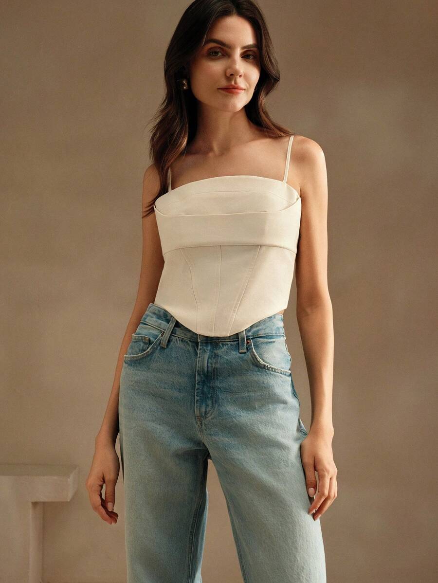 Regata Feminina Elegante Assimétrica com Alças Finas