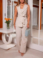 Conjunto com Calça Pantalona Cintura Alta