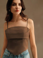 Regata Feminina Elegante Assimétrica com Alças Finas