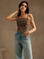 Regata Feminina Elegante Assimétrica com Alças Finas