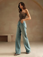 Regata Feminina Elegante Assimétrica com Alças Finas