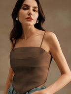 Regata Feminina Elegante Assimétrica com Alças Finas