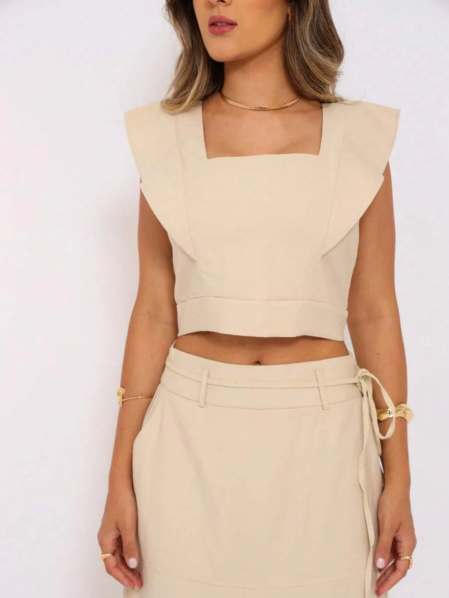 Conjunto  Cropped e Saia Alfaiataria Marrant