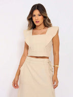 Conjunto  Cropped e Saia Alfaiataria Marrant