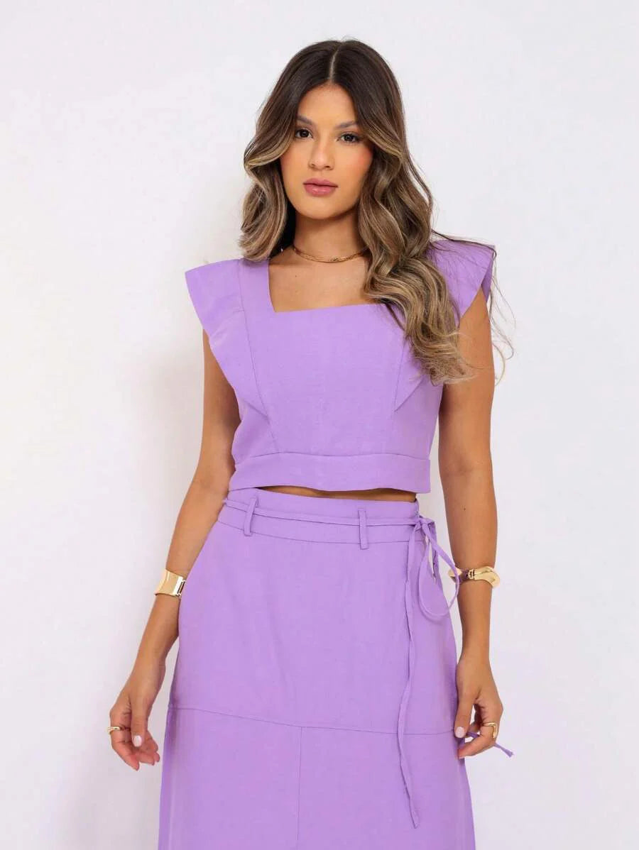 Conjunto  Cropped e Saia Alfaiataria Marrant