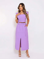 Conjunto  Cropped e Saia Alfaiataria Marrant