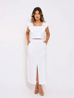 Conjunto  Cropped e Saia Alfaiataria Marrant