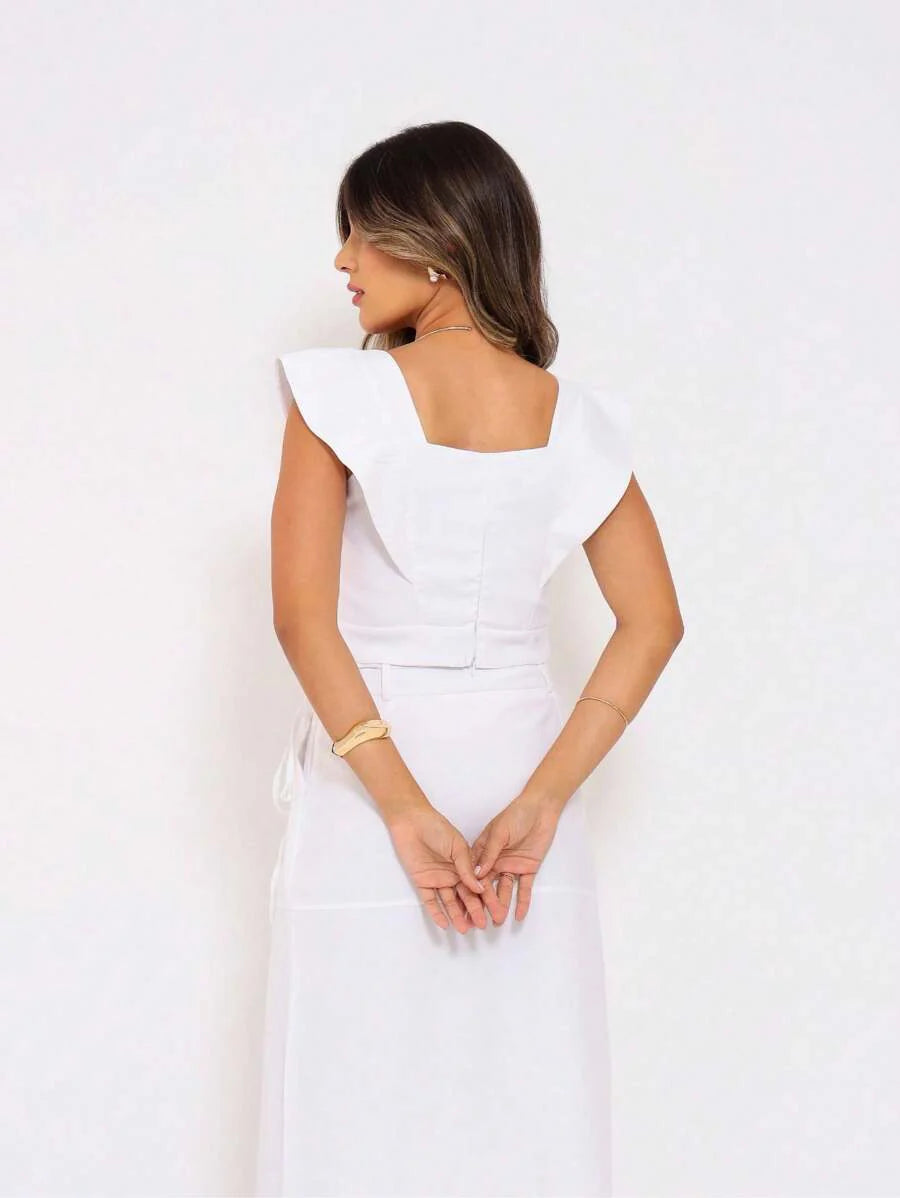 Conjunto  Cropped e Saia Alfaiataria Marrant