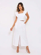 Conjunto  Cropped e Saia Alfaiataria Marrant