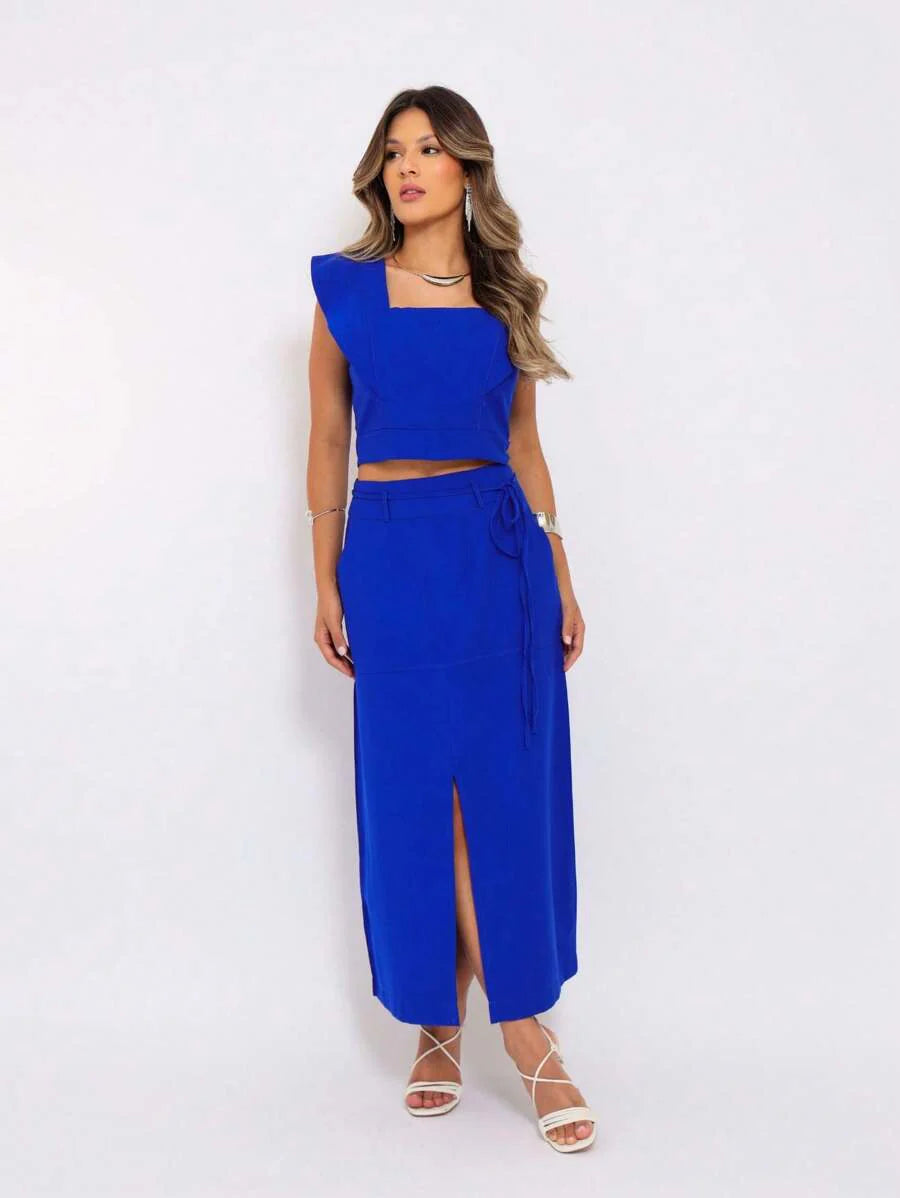 Conjunto  Cropped e Saia Alfaiataria Marrant