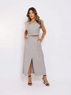 Conjunto  Cropped e Saia Alfaiataria Marrant