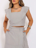 Conjunto  Cropped e Saia Alfaiataria Marrant