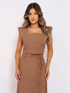 Conjunto  Cropped e Saia Alfaiataria Marrant