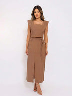 Conjunto  Cropped e Saia Alfaiataria Marrant