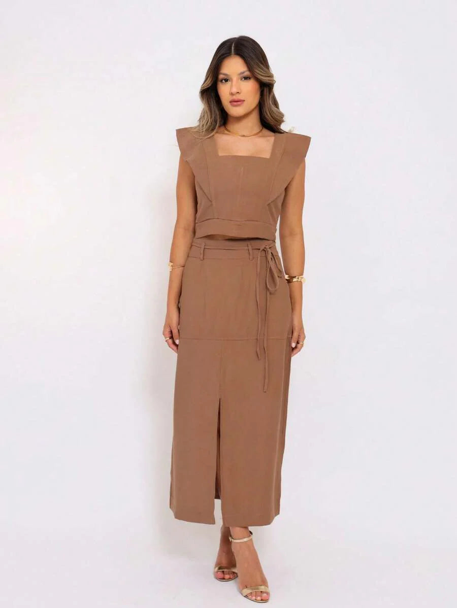 Conjunto  Cropped e Saia Alfaiataria Marrant