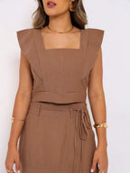 Conjunto  Cropped e Saia Alfaiataria Marrant