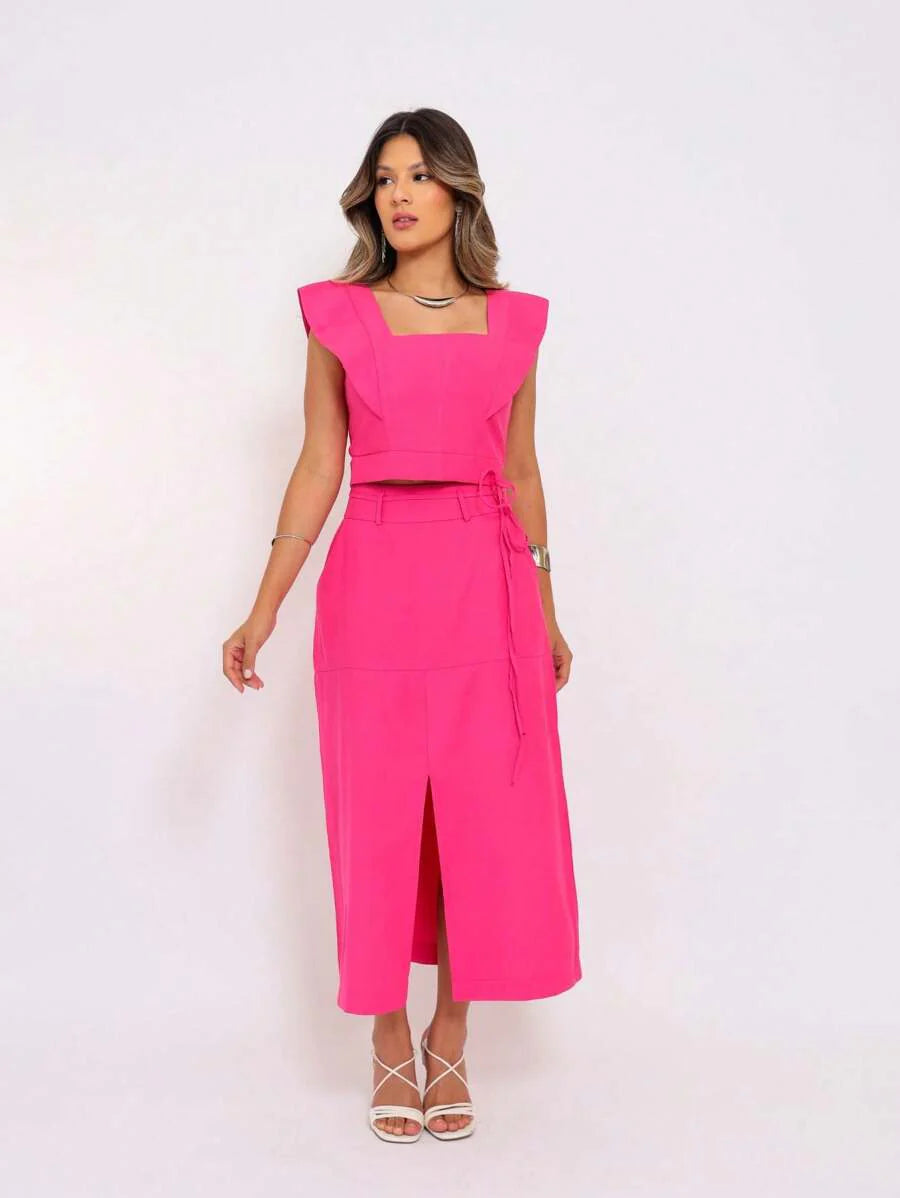 Conjunto  Cropped e Saia Alfaiataria Marrant