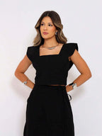 Conjunto  Cropped e Saia Alfaiataria Marrant