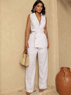 Conjunto com Calça Pantalona Cintura Alta