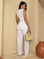 Conjunto com Calça Pantalona Cintura Alta