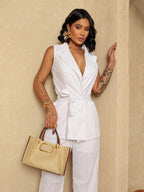 Conjunto com Calça Pantalona Cintura Alta