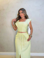 Conjunto  Cropped e Saia Alfaiataria Marrant