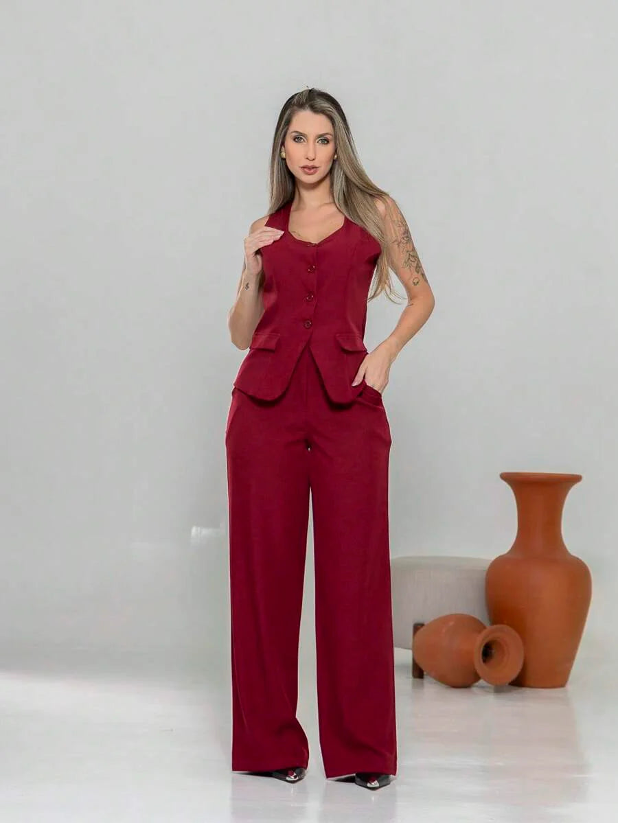 Conjunto de colete e calça Pantalona