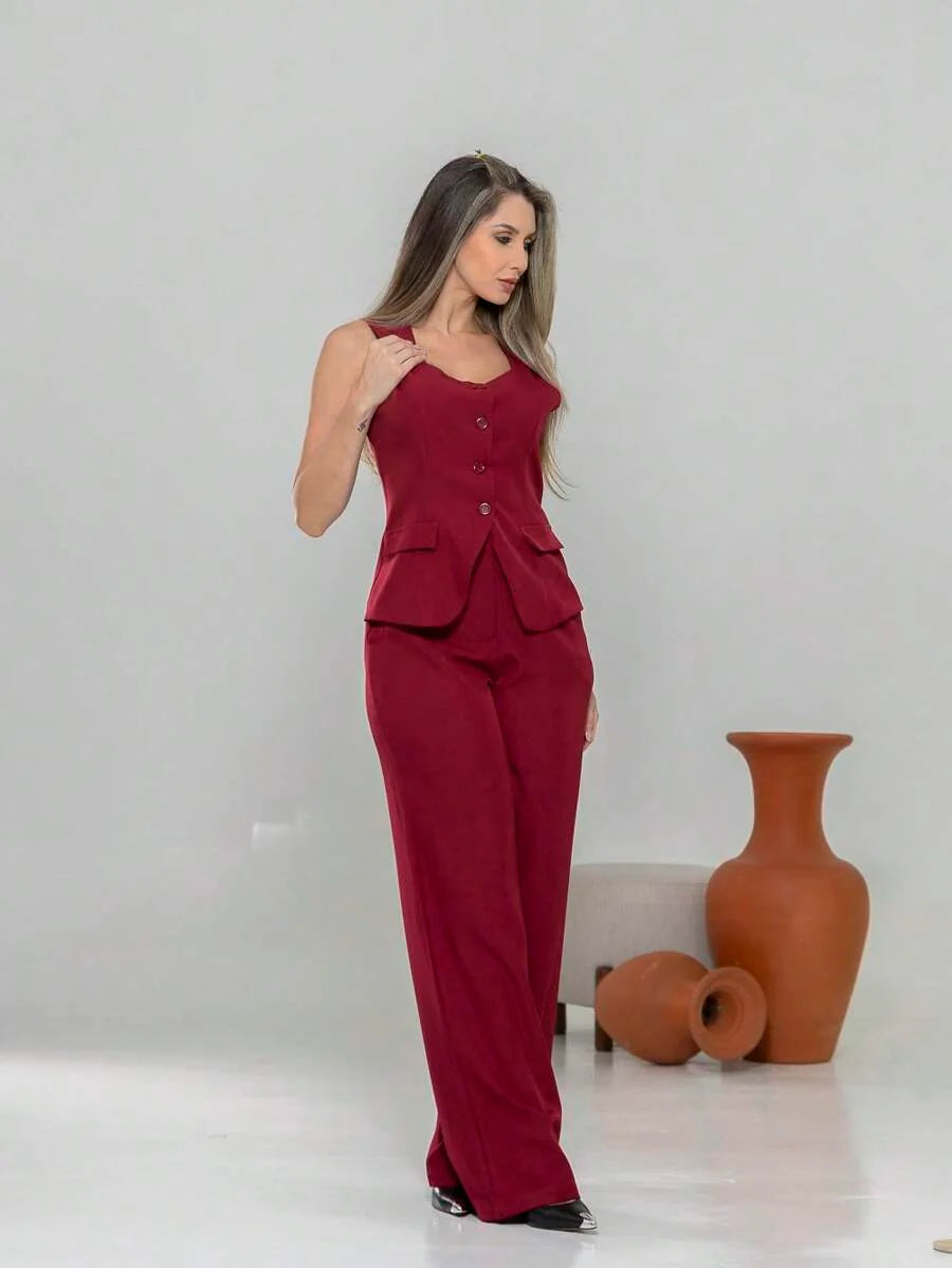 Conjunto de colete e calça Pantalona