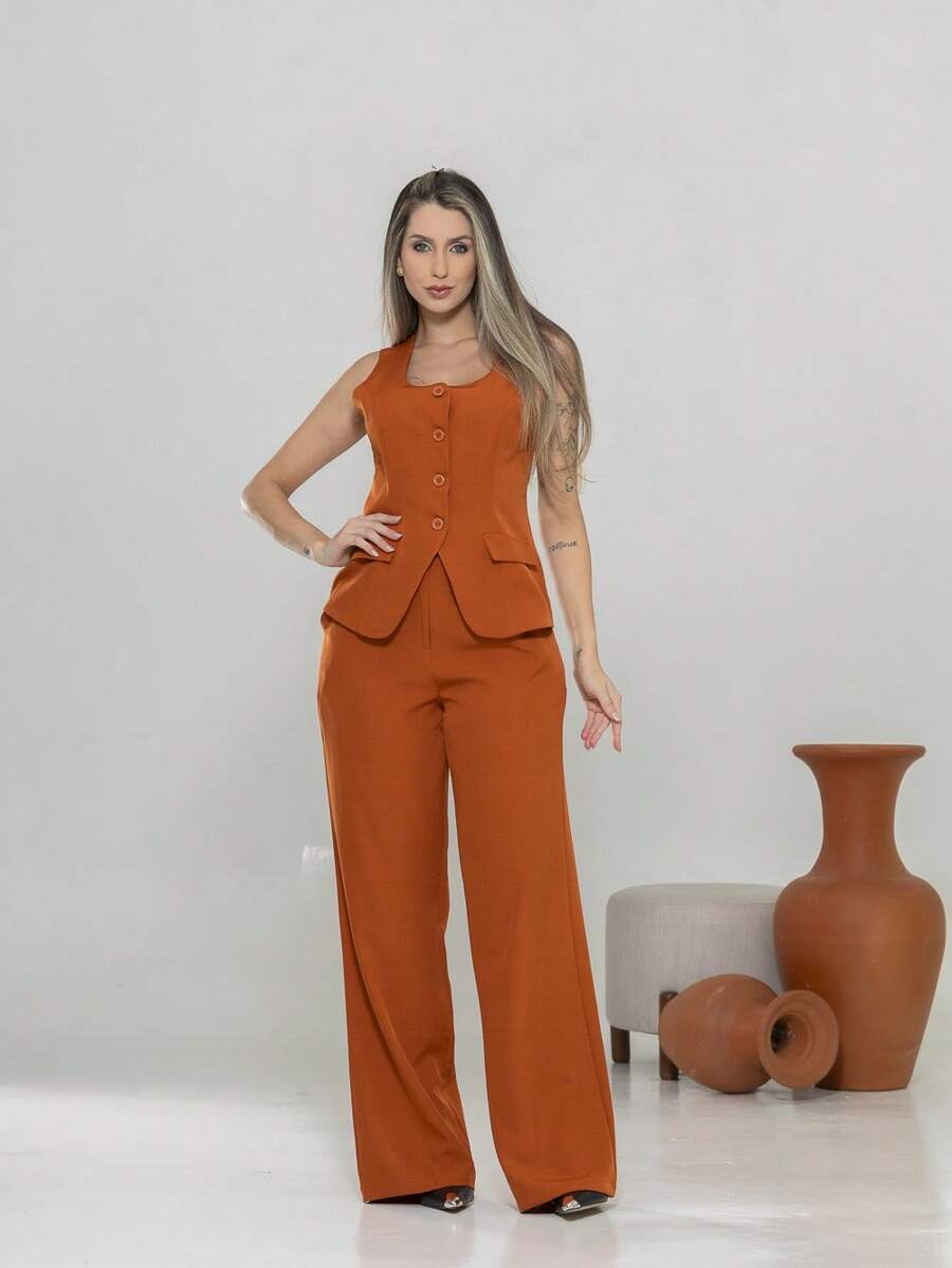 Conjunto de colete e calça Pantalona