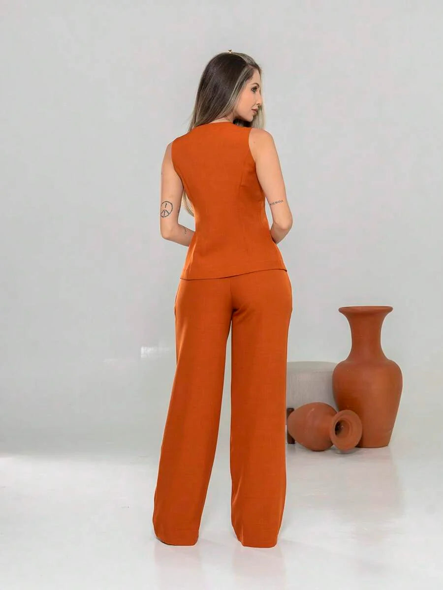 Conjunto de colete e calça Pantalona