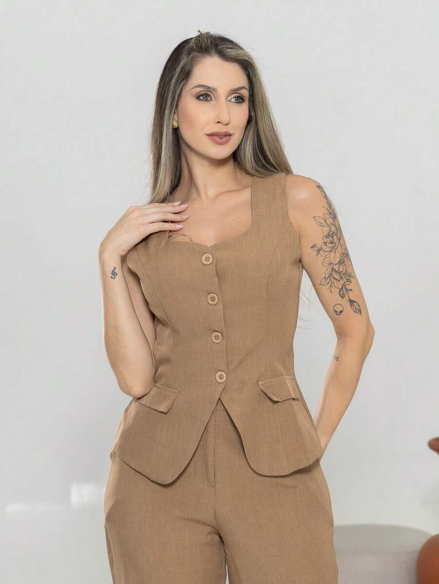 Conjunto de colete e calça Pantalona