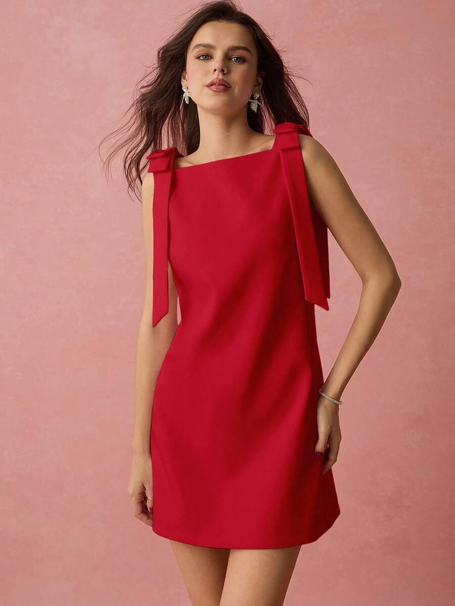 Vestido mini com laço sem mangas