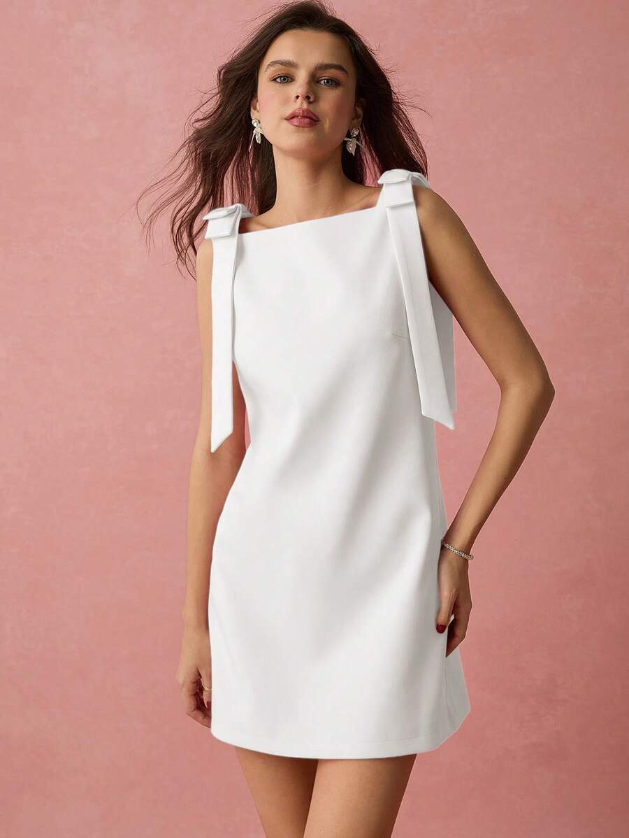 Vestido mini com laço sem mangas