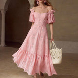 Vestido Bordado Ombro de Fora