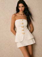 Conjunto Chic – 2 Peças com Top Bandeau e Mini Saia