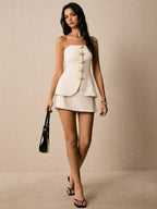 Conjunto Chic – 2 Peças com Top Bandeau e Mini Saia