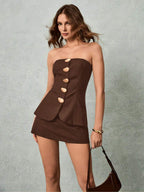 Conjunto Chic – 2 Peças com Top Bandeau e Mini Saia