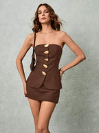 Conjunto Chic – 2 Peças com Top Bandeau e Mini Saia