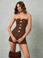 Conjunto Chic – 2 Peças com Top Bandeau e Mini Saia