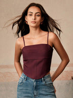 Regata Feminina Elegante Assimétrica com Alças Finas