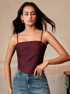 Regata Feminina Elegante Assimétrica com Alças Finas