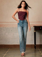 Regata Feminina Elegante Assimétrica com Alças Finas