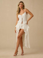 Regata Feminina Boho Branca com Bainha Assimétrica