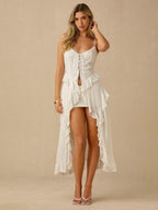 Regata Feminina Boho Branca com Bainha Assimétrica