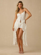 Regata Feminina Boho Branca com Bainha Assimétrica